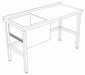 Стол производственный с ванной цельнотянутой 1900*700*850 гл.400 мм с бортом