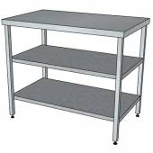 СП2П стол производственный с 2-мя полками и без борта 1100*700*850 СП2П стол производственный с 2-мя полками и без борта 1100*700*850