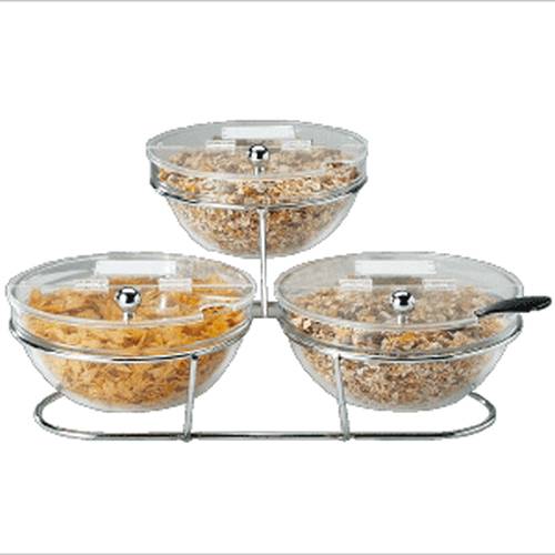 Этажерка для 3х салаников с крышкой; сталь нерж., стекло Aps 11892