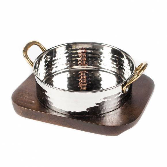 Сковородка d 14см Hammered на деревянной подставке нерж. P.L. Proff Cuisine 73038070 / SG-82733 Сковородка d 14см Hammered на деревянной подставке нерж. P.L. Proff Cuisine 73038070 / SG-82733