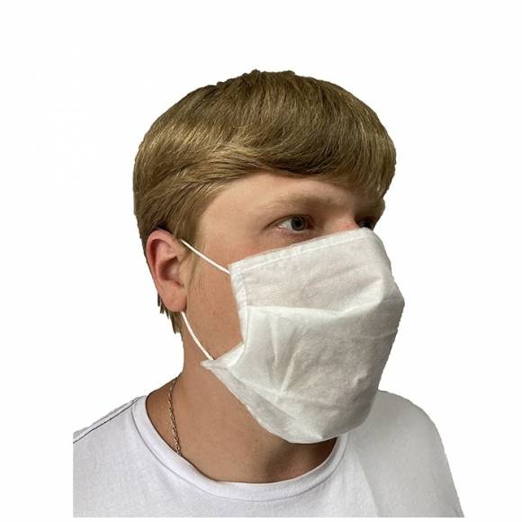 Маска защитная одноразовая 3-х слойная из спанбонда на резинках /20/ Маска защитная одноразовая 3-х слойная из спанбонда на резинках /20/